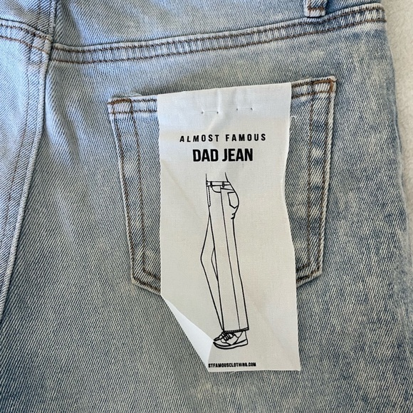 Almost Famous Light Blue Dad Distressed Straight Leg Jeans - Picture 11 of 13